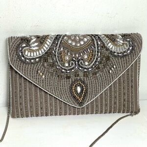 Ethereal Embroidered Beaded Clutch Crossbody Made India Fairy Feminine Romantic